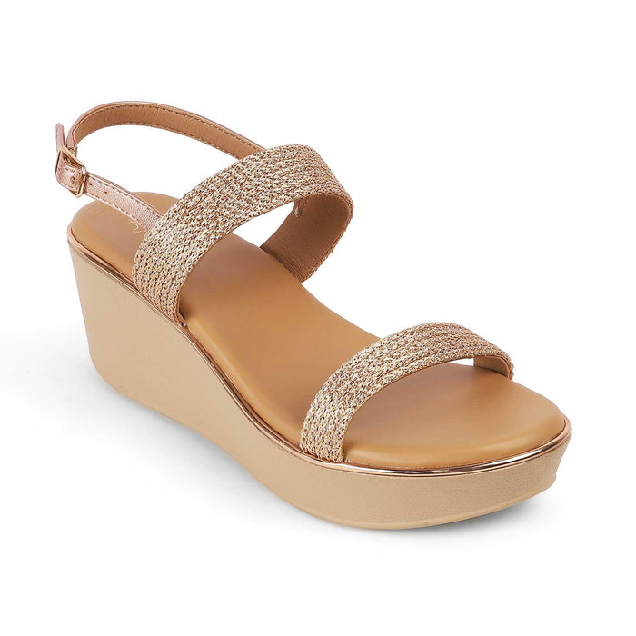Adola Champagne Women's 2.5-inch Wedge Heel Sandals Tresmode