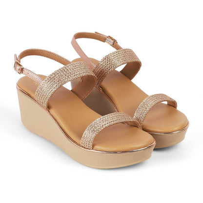 Adola Champagne Women's Round Shape Wedges Tresmode