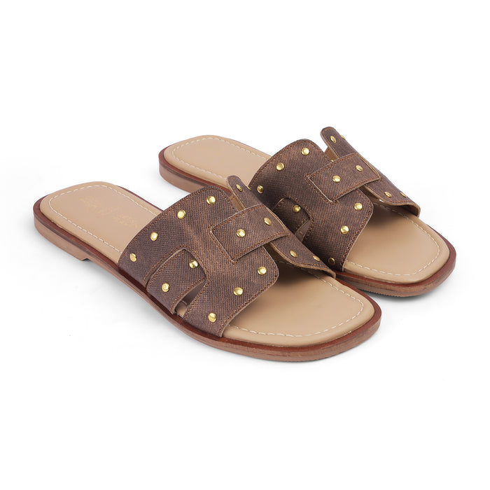 Women's Vegan-Friendly Brown Flats Tresmode
