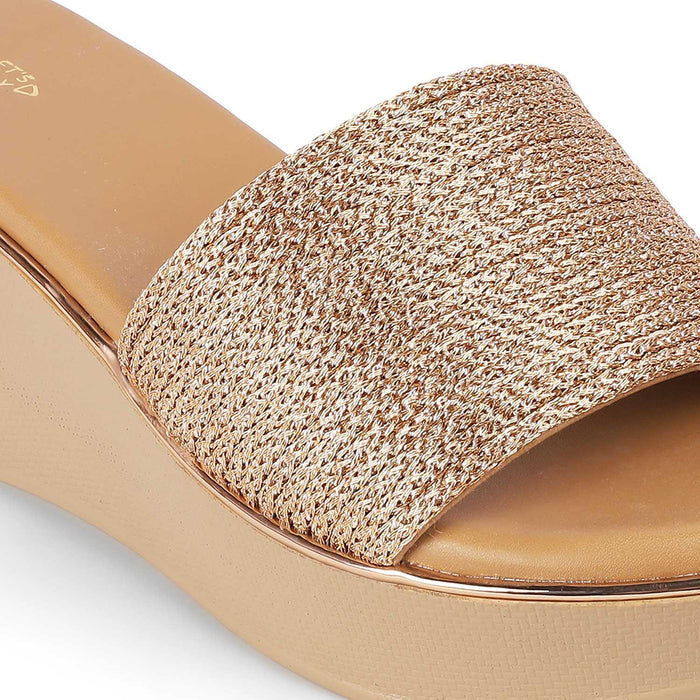 Alake Champagne Women's Jute Upper Wedge Heel Sandals Tresmode