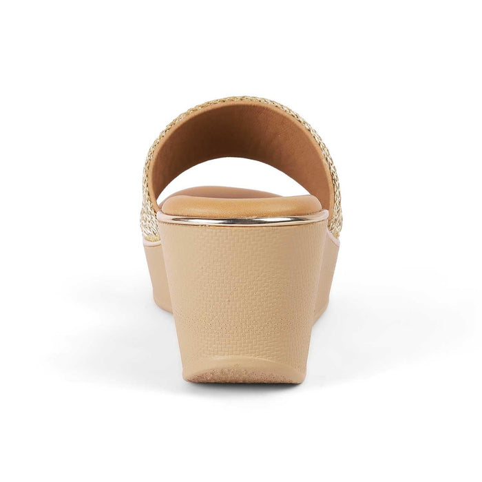 Alake Gold Women's 2.5-inch Wedge Heel Sandals Tresmode