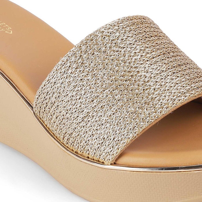 Alake Gold Women's Jute Upper Wedge Heel Sandals Tresmode