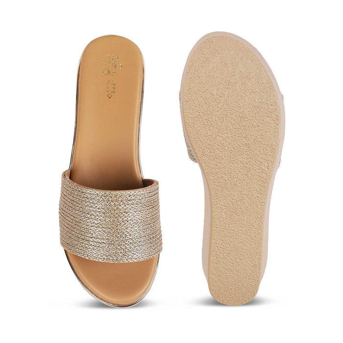 Alake Gold Women's Fashionable Wedge Sandals Tresmode