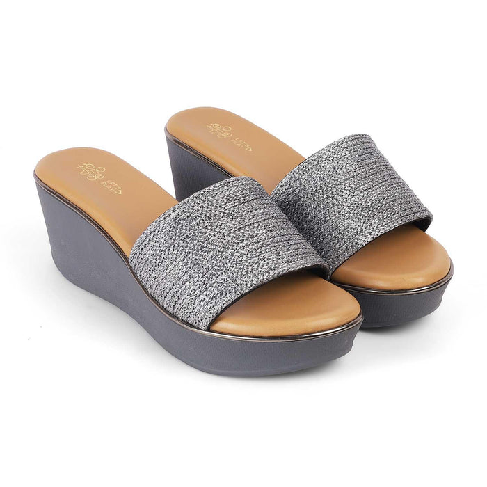 Alake Pewter Women's TPR Sole Wedges Tresmode