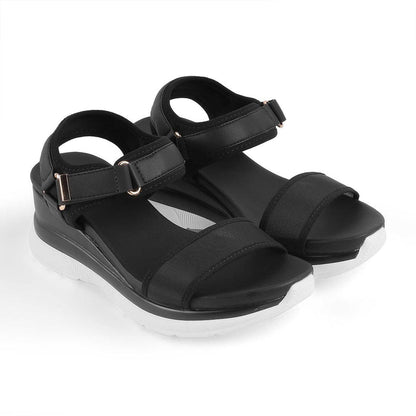Anci Black Women's TPR Sole Wedge Sandals Tresmode
