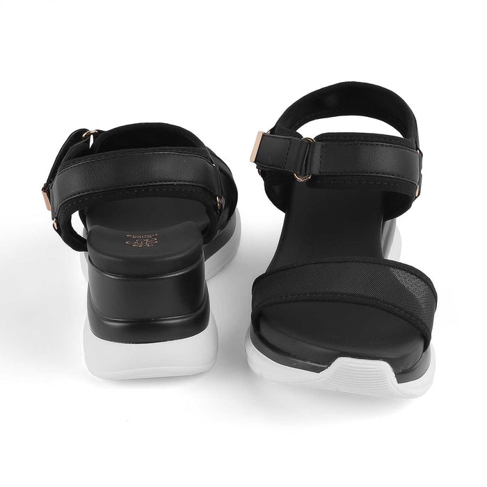 Anci Black Women's Vegan-Friendly Wedge Sandals Tresmode