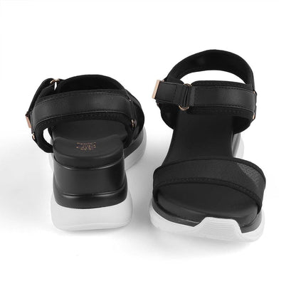 Anci Black Women's Vegan-Friendly Wedge Sandals Tresmode