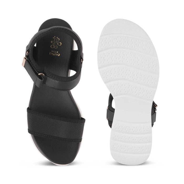 Anci Black Women's Ultra-comfortable Wedge Sandals Tresmode
