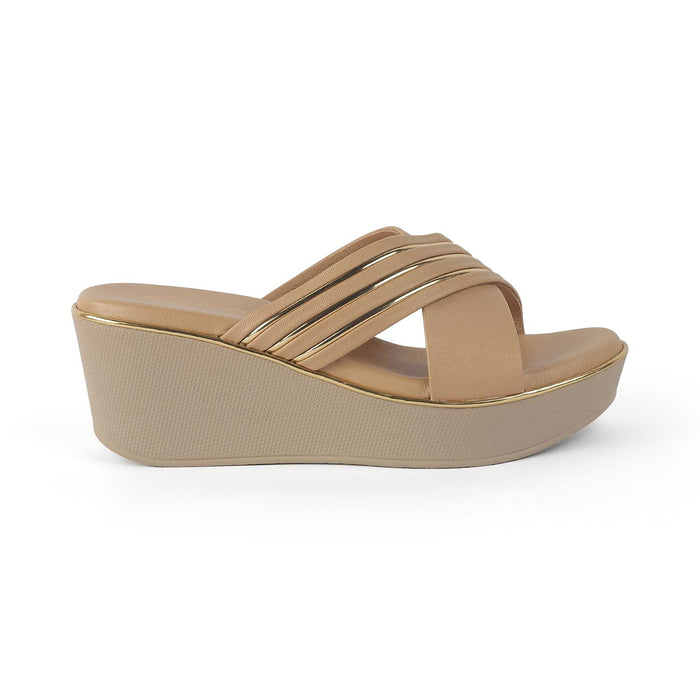Tresmode Boise Beige Women's Dress Wedge Sandals