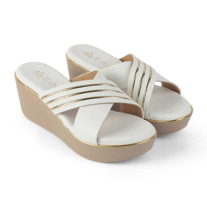 Tresmode Boise White Women's Dress Wedge Sandals