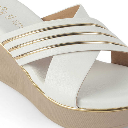 Tresmode Boise White Women's Dress Wedge Sandals