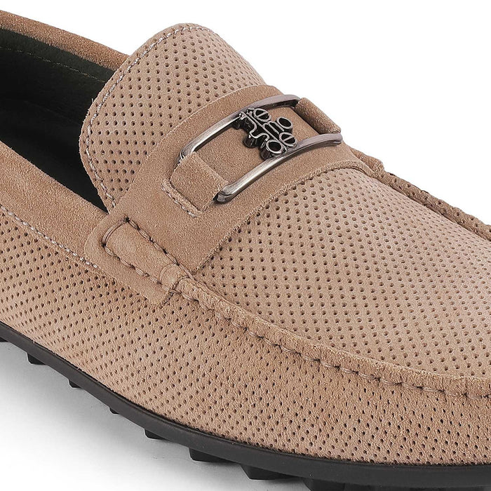 Bren Beige Men's Suede Leather Driving Loafers Tresmode