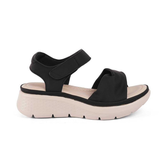 Burze Black Women's Wedge Sandals Tresmode