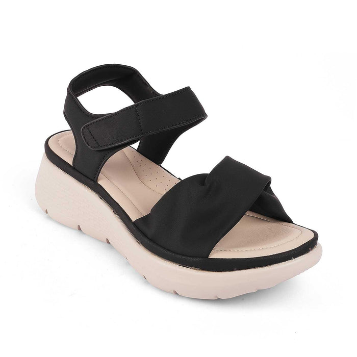 Burze Black Women's 2-inch Wedge Heel Sandals Tresmode