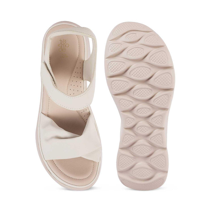 Burze White Women's TPR Sole Wedge Sandals Tresmode