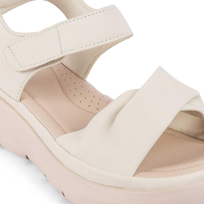 Burze White Women's Casual Wedge Sandals Tresmode