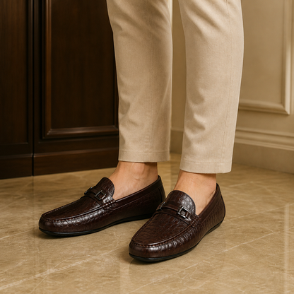 Tresmode Camil Brown Men's Leather Driving Loafers