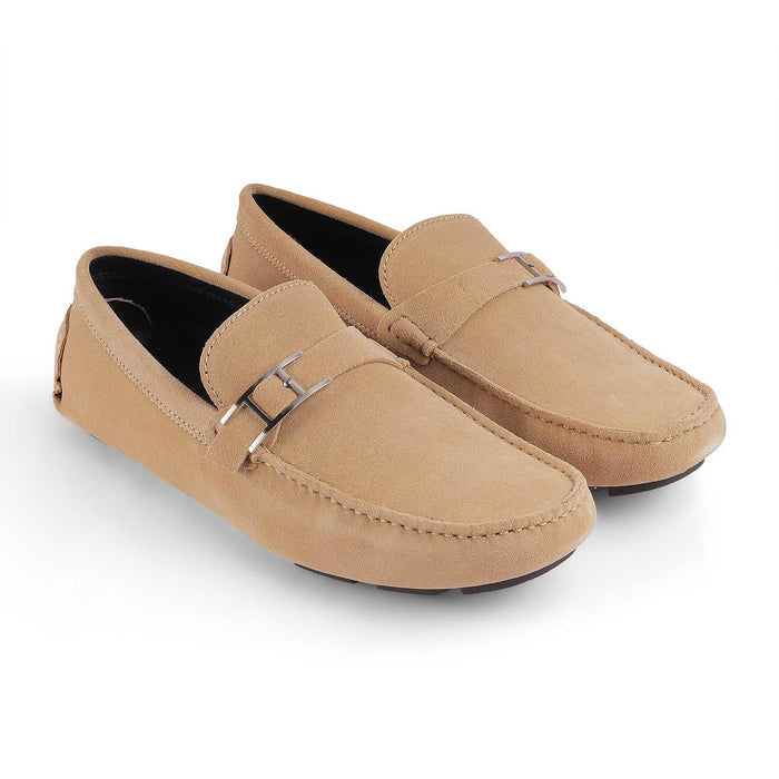 Campin Beige Men's TPR Sole Leather Loafers Tresmode