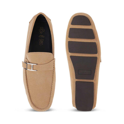 Campin Beige Men's Casual Wear Leather Driving Loafers Tresmode