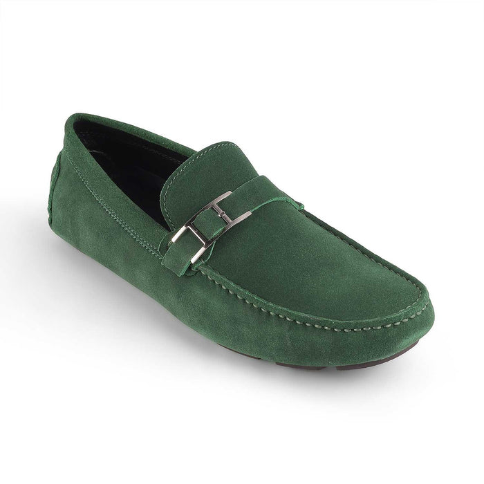 Campin Green Men's Suede Leather Driving Loafers Tresmode