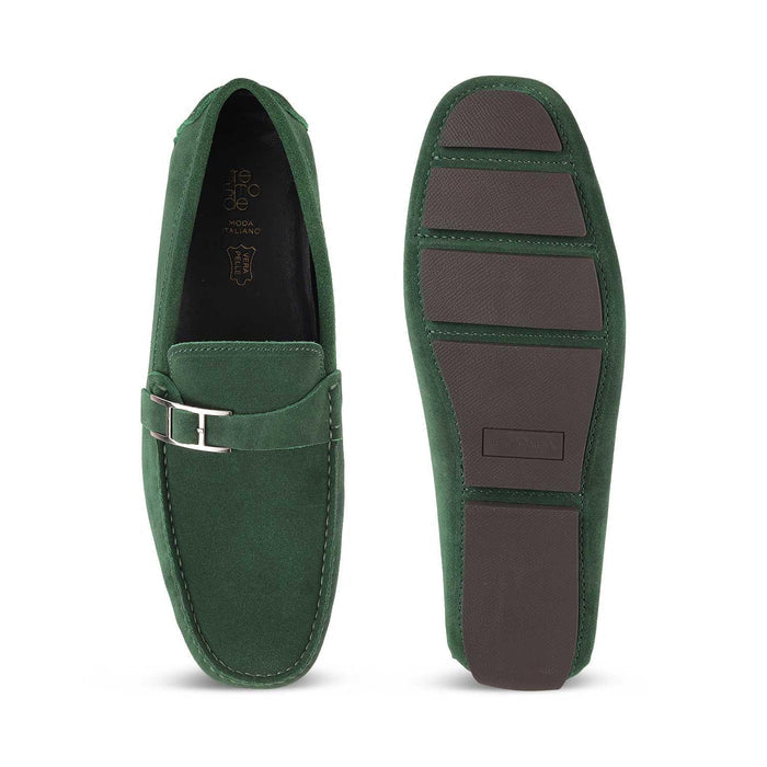 Campin Green Men's Casual Wear Leather Driving Loafers Tresmode