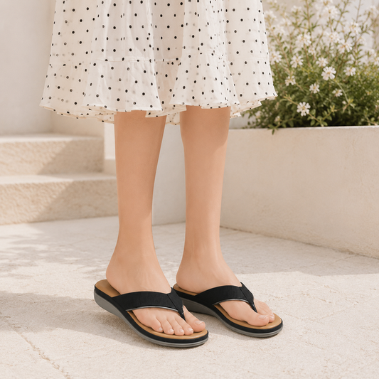 Tresmode Cefro Black Women's Casual Platform Flats