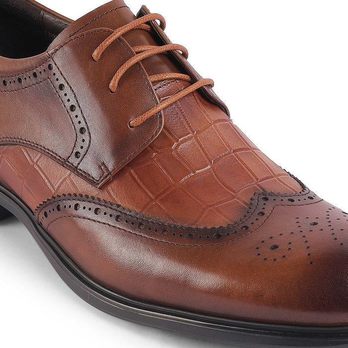 Cent Brown Men's Formal Oxford Brogue Lace Ups Tresmode