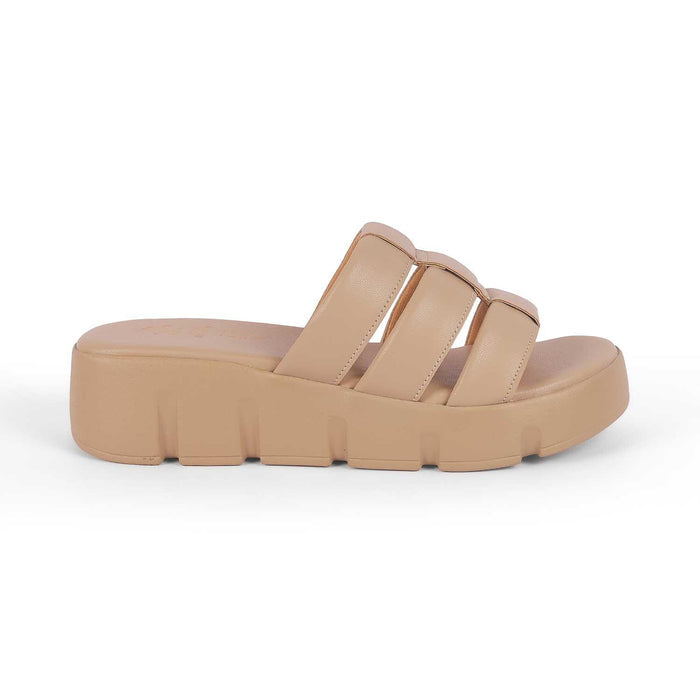 Cludius Beige Women's Chunky Sole Wedges Tresmode