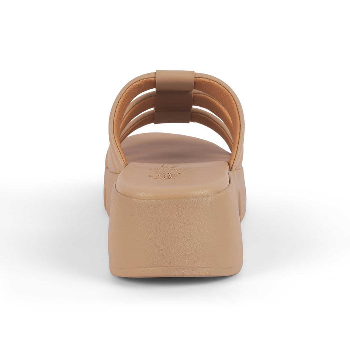 Cludius Beige Women's Versatile Chunky Sole Wedges Tresmode