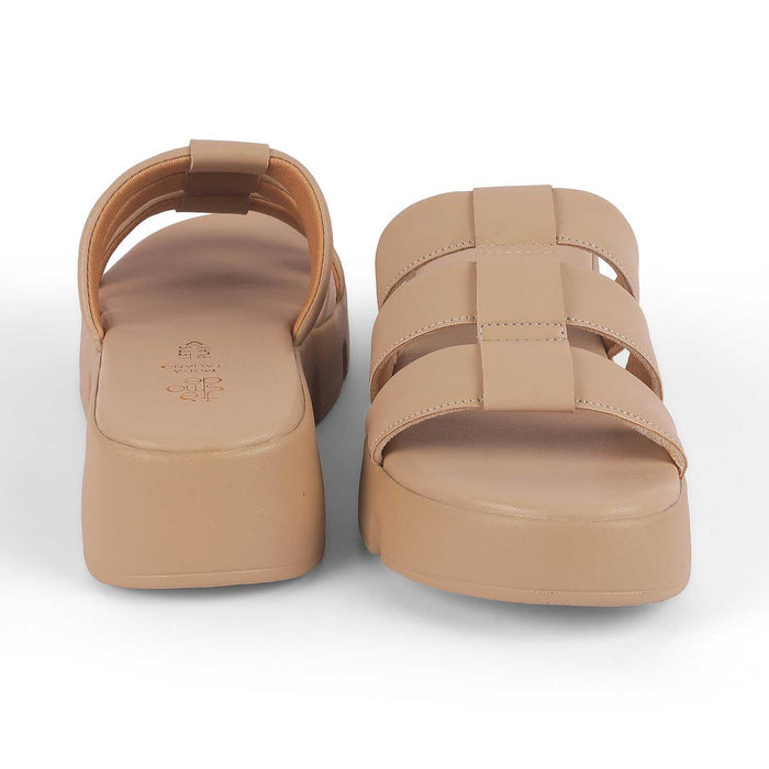 Cludius Beige Women's Everyday Wear Chunky Sole Wedges Tresmode