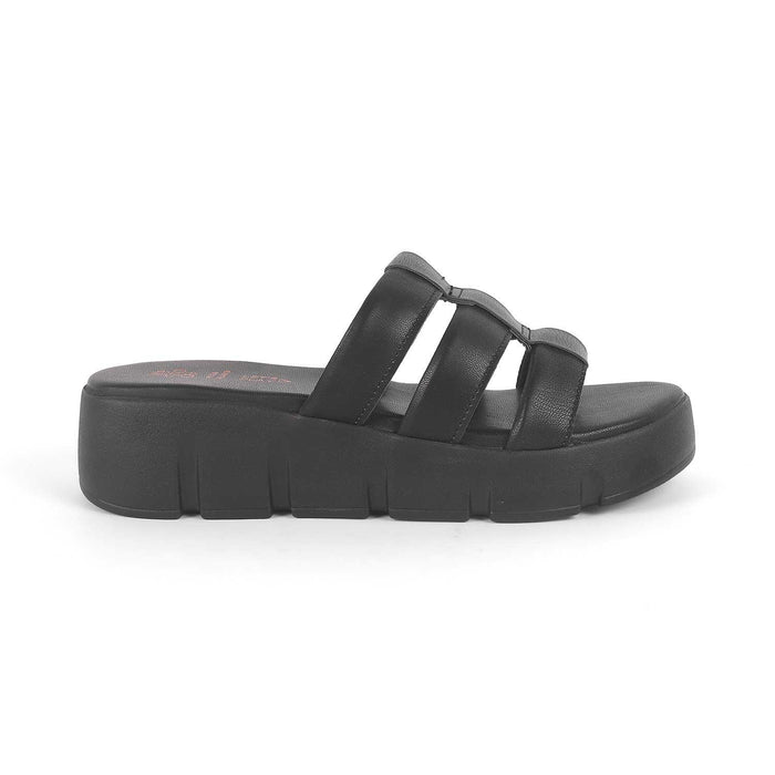 Cludius Black Women's Chunky Sole Wedges Tresmode