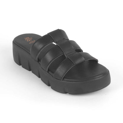 Cludius Black Women's 2-inch Chunky Sole Wedges Tresmode