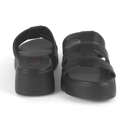 Cludius Black Women's Everyday Wear Chunky Sole Wedges Tresmode