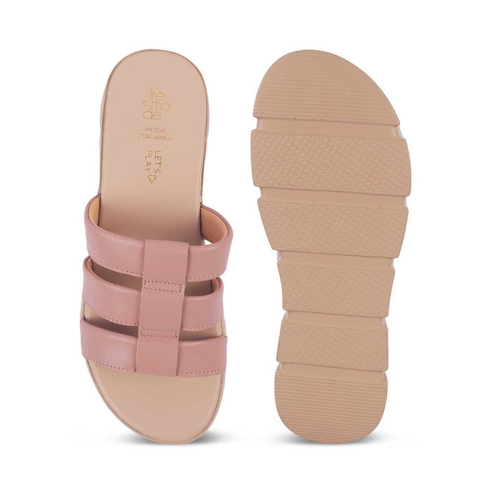 Cludius Pink Women's Comfortable Chunky Sole Wedges Tresmode
