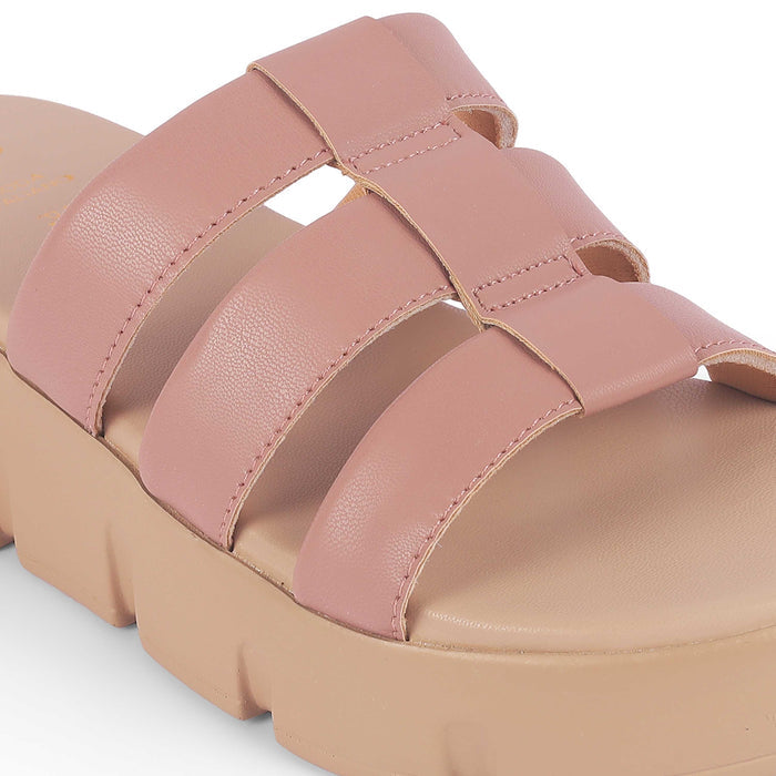 Cludius Pink Women's Casual Chunky Sole Wedges Tresmode