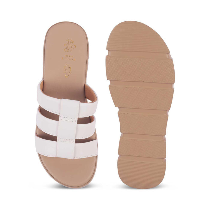 Cludius White Women's Comfortable Chunky Sole Wedges Tresmode