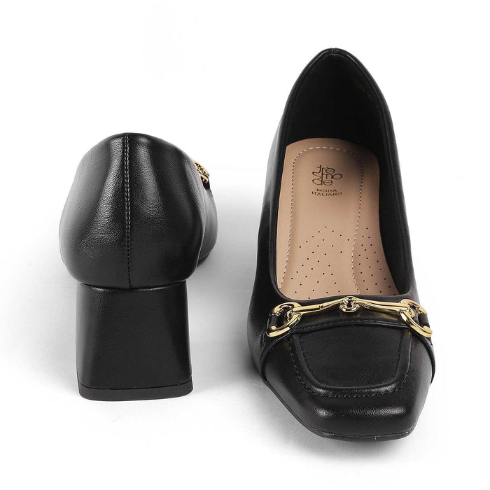Donatella Black Women's Versatile Block Heel Pumps Tresmode