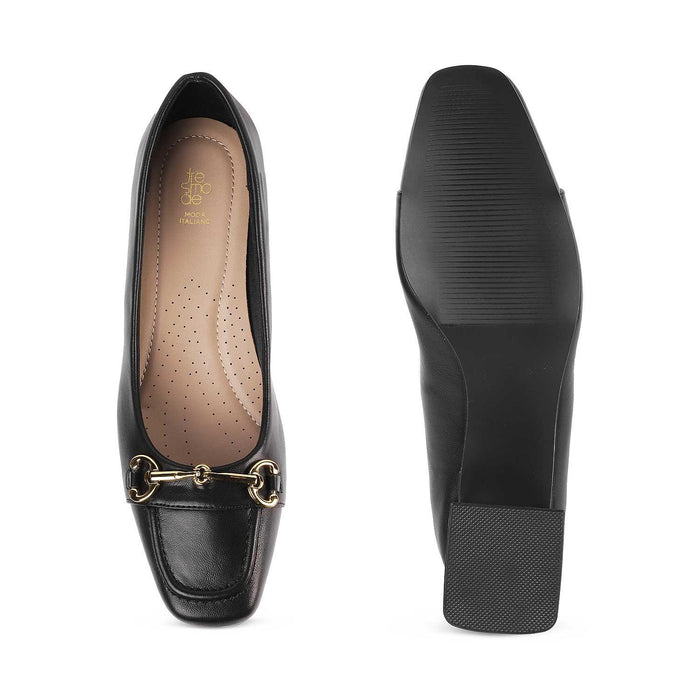 Donatella Black Women's Classic Block Heel Pumps Tresmode