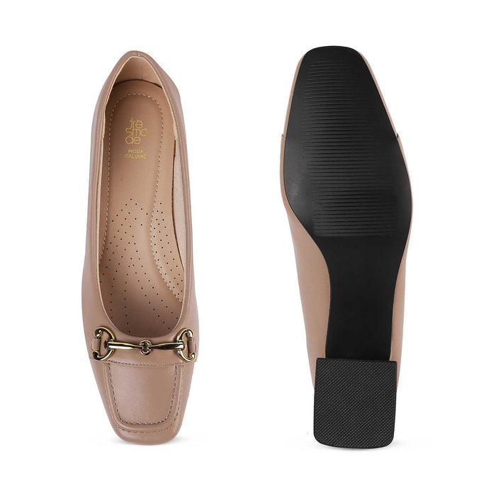 Donatella Khaki Women's Classic Block Heel Pumps Tresmode