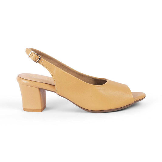 Eden Beige Women's Peep-toe Block Heel Sandals Tresmode