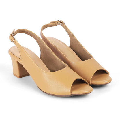 Eden Beige Women's Super Stylish Heel Sandals Tresmode