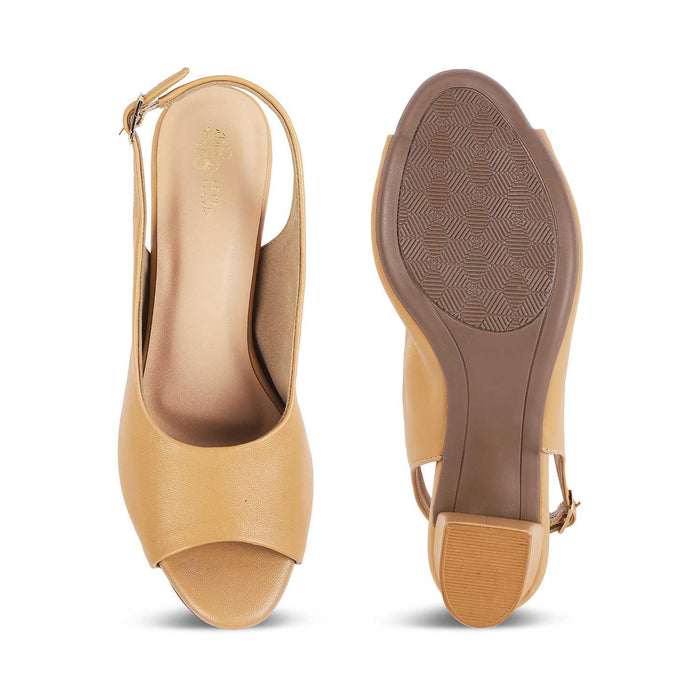 Eden Beige Women's Ultra-comfortable Heel Sandals Tresmode