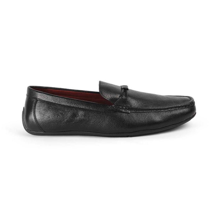 Event Black Men's Leather Driving Loafers Tresmode