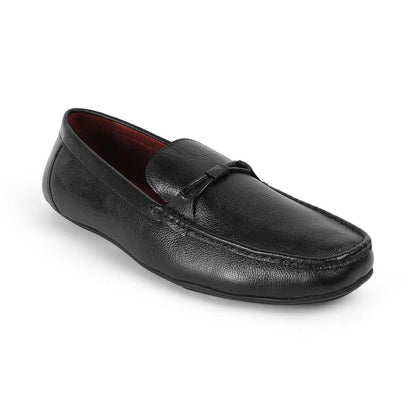 Event Black Men's Genuine Leather Driving Loafers Tresmode