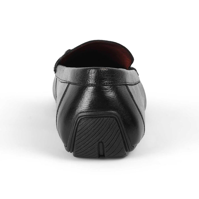 Event Black Men's TPR Sole Leather Driving Loafers Tresmode
