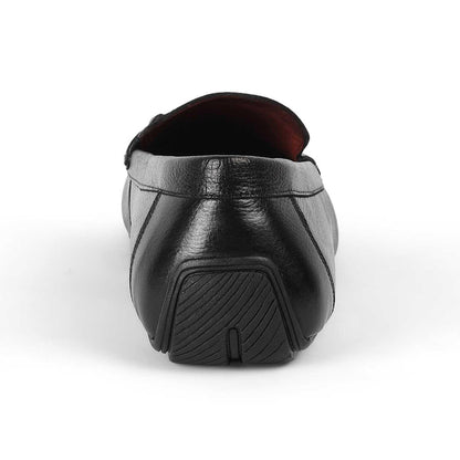 Event Black Men's TPR Sole Leather Driving Loafers Tresmode