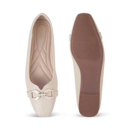 Fare White Dress Ballerinas For Women Tresmode