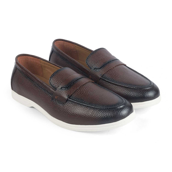 Men's TPR Sole Leather Driving Penny Loafers Tresmode