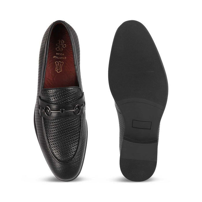 Fetch Black Men's Formal Leather Loafers Tresmode