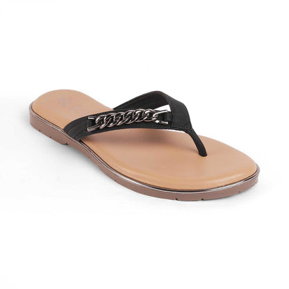 Flachain Black Women's Vegan-Friendly Flats Tresmode